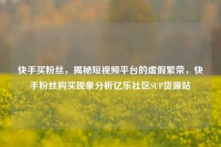快手买粉丝，揭秘短视频平台的虚假繁荣，快手粉丝购买现象分析亿乐社区SUP货源站