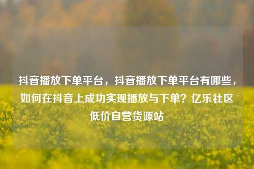 抖音播放下单平台，抖音播放下单平台有哪些，如何在抖音上成功实现播放与下单？亿乐社区低价自营货源站  第1张