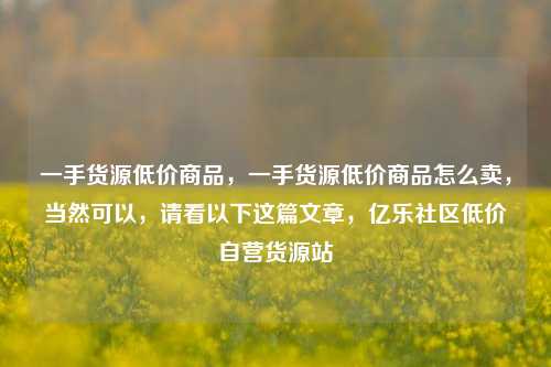 一手货源低价商品，一手货源低价商品怎么卖，当然可以	，请看以下这篇文章，亿乐社区低价自营货源站  第1张