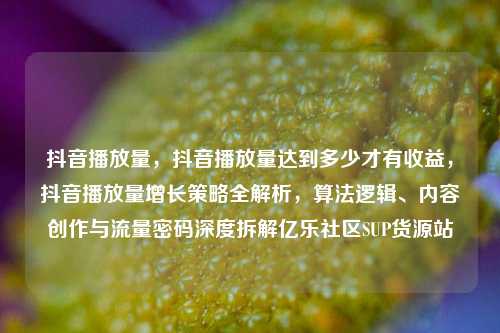 抖音播放量，抖音播放量达到多少才有收益，抖音播放量增长策略全解析，算法逻辑、内容创作与流量密码深度拆解亿乐社区SUP货源站  第1张